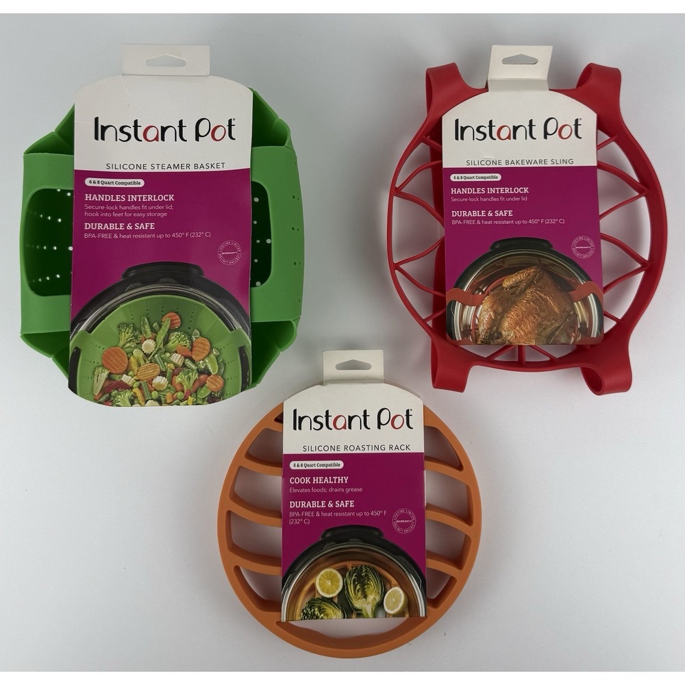 Instant Pot Silicone Steamer Basket Green 6 Qt & 8 Qt BPA Free Pressure Cooker